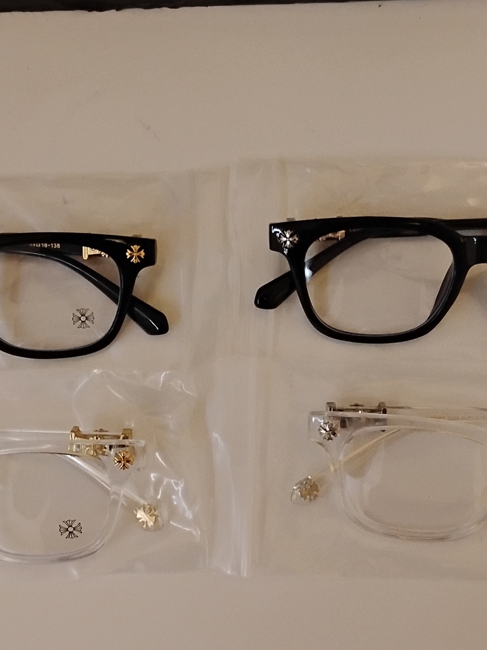 Chrome Hearts Black and Clear Decorative Sunglasses with Metal Cross Accents
